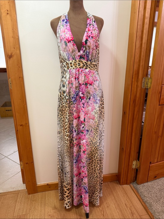 Boston Proper Dresses & Skirts - Boston Proper. Leopard Floral & Animal  V- Neck Maxi Dress with Open Back. NWOT